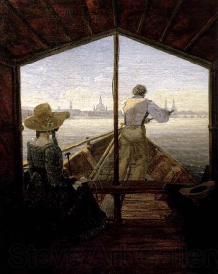 Carl Gustav Carus A Gondola on the Elbe near Dresden Spain oil painting art